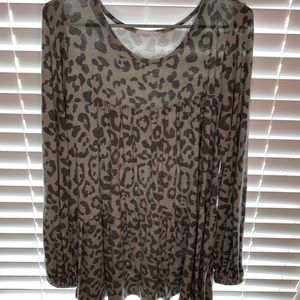 Grey Cheetah Print Babydoll Top
